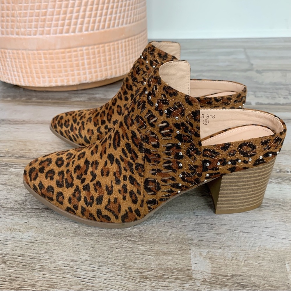 Truth Hurts Mule Booties Leopard Vegan 6 7 8 9 10 - Picture 3 of 8